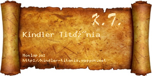 Kindler Titánia névjegykártya